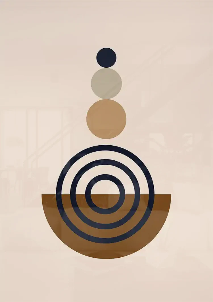 Stacked Circles Geometric Brown Beige Cream Painting