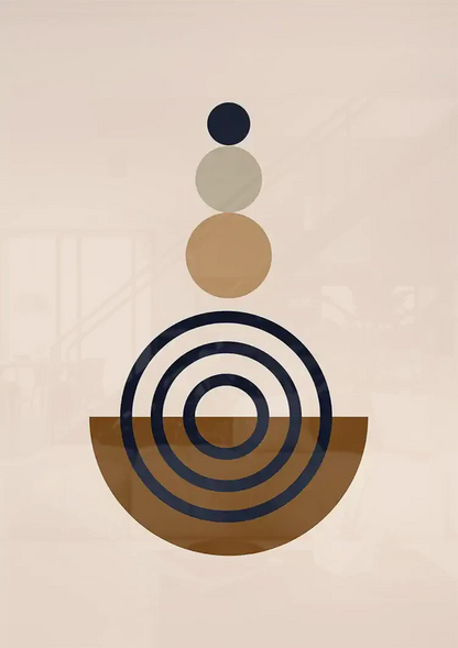 Stacked Circles Geometric Brown Beige Cream Painting