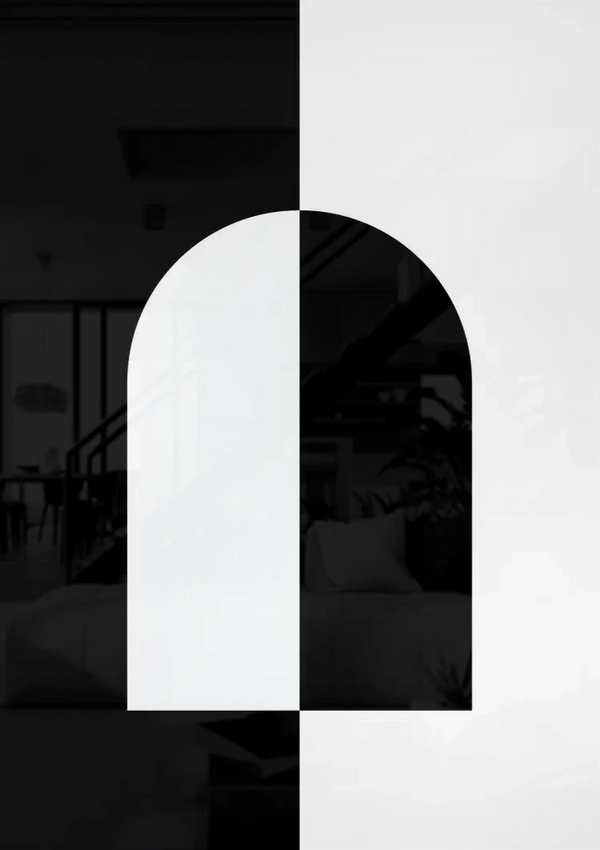 Symmetrische Boog Zwart Wit Minimalistisch Contrast Schilderij