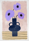 Lila Lavendelblüten Dunkelblaue Vase Botanisches Gemälde