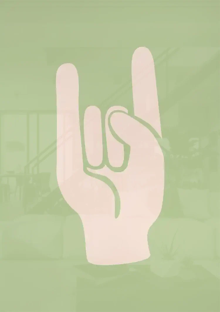 Rock On Handgeste Grüne minimalistische Malerei