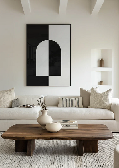 Symmetrische Boog Zwart Wit Minimalistisch Contrast Schilderij