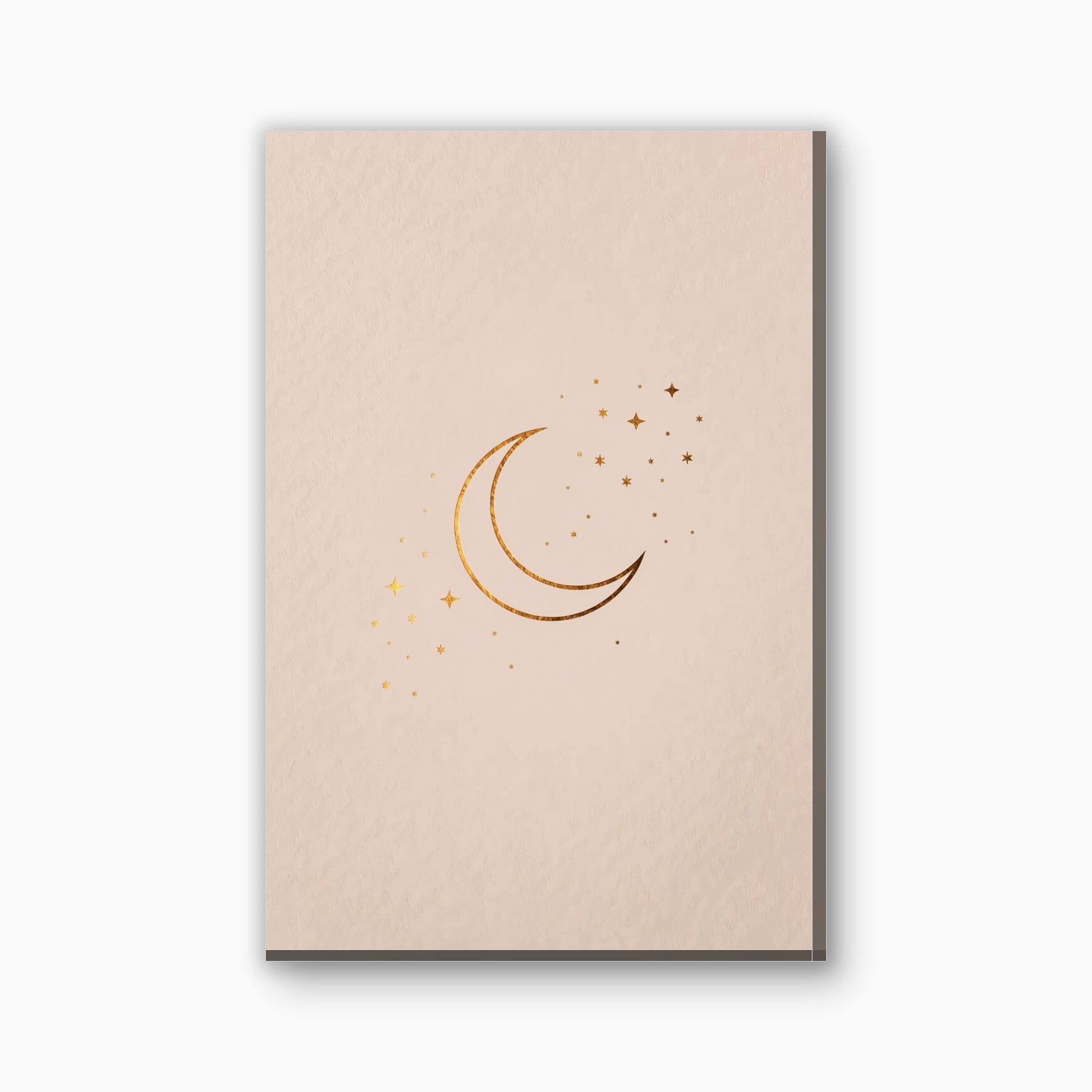 Halve maan en sterren canvas schilderij in goud en beige