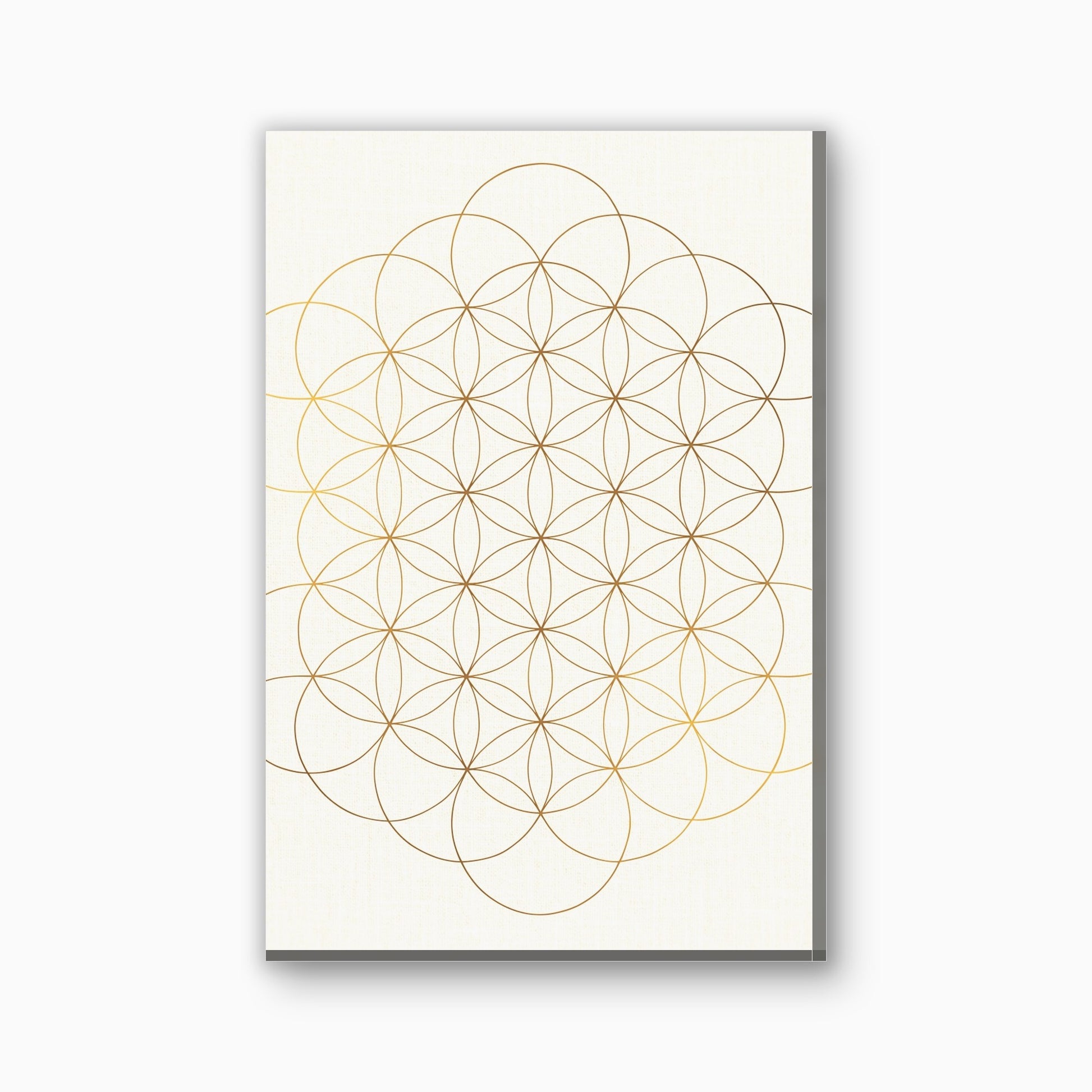 Heilige geometrie in goudlijn canvas schilderij in goud en creme