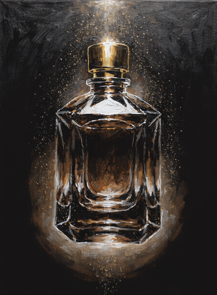 Gouden flacon canvas schilderij in zwart en goud