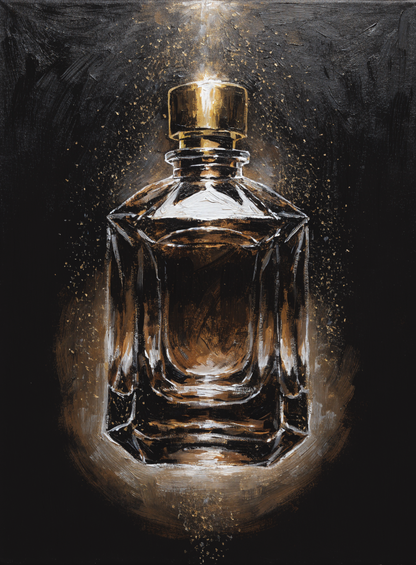 Gouden flacon canvas schilderij in zwart en goud