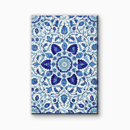 Iznik koepelpatroon canvas schilderij in kobaltblauw en turquoise