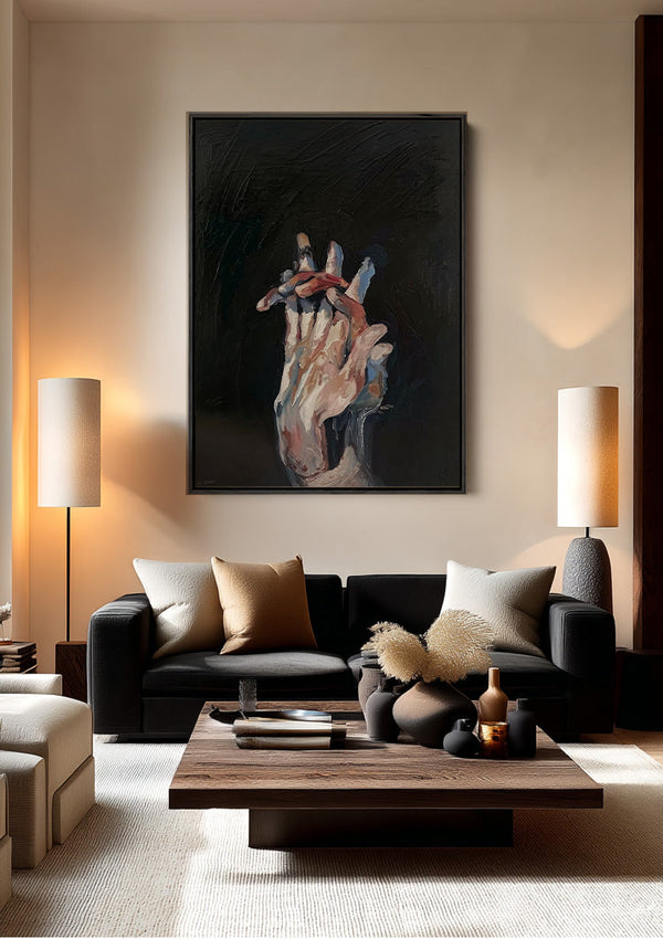 Ausgestreckte Hand Dunkler Hintergrund Expressionistisches Emotionales Gemälde