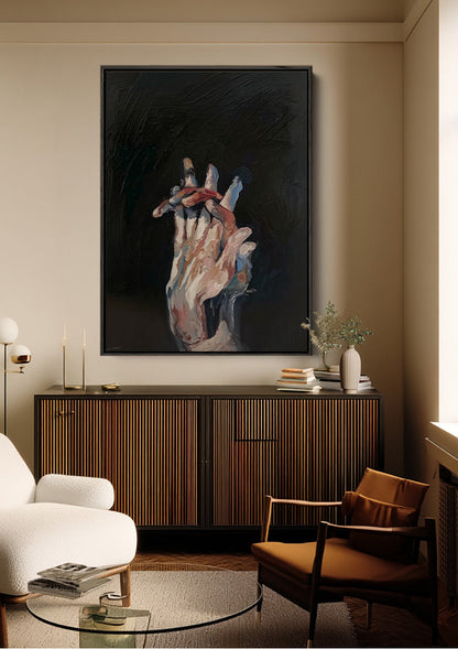 Ausgestreckte Hand Dunkler Hintergrund Expressionistisches Emotionales Gemälde