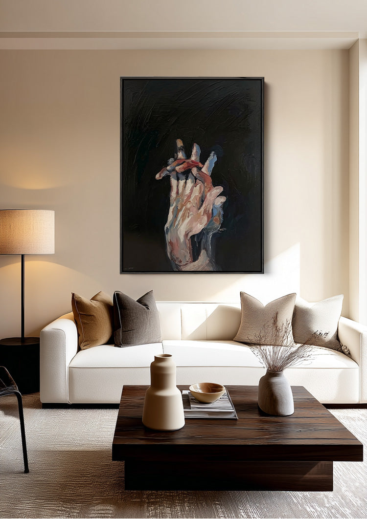 Ausgestreckte Hand Dunkler Hintergrund Expressionistisches Emotionales Gemälde