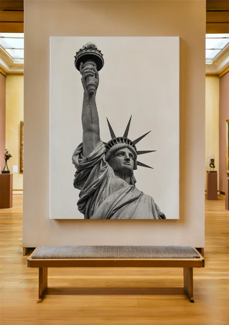 Vrijheidsbeeld Fakkel Zwart Wit New York Iconisch Schilderij
