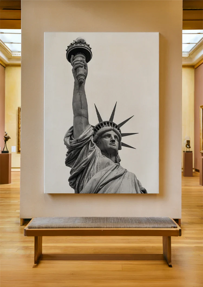Vrijheidsbeeld Fakkel Zwart Wit New York Iconisch Schilderij