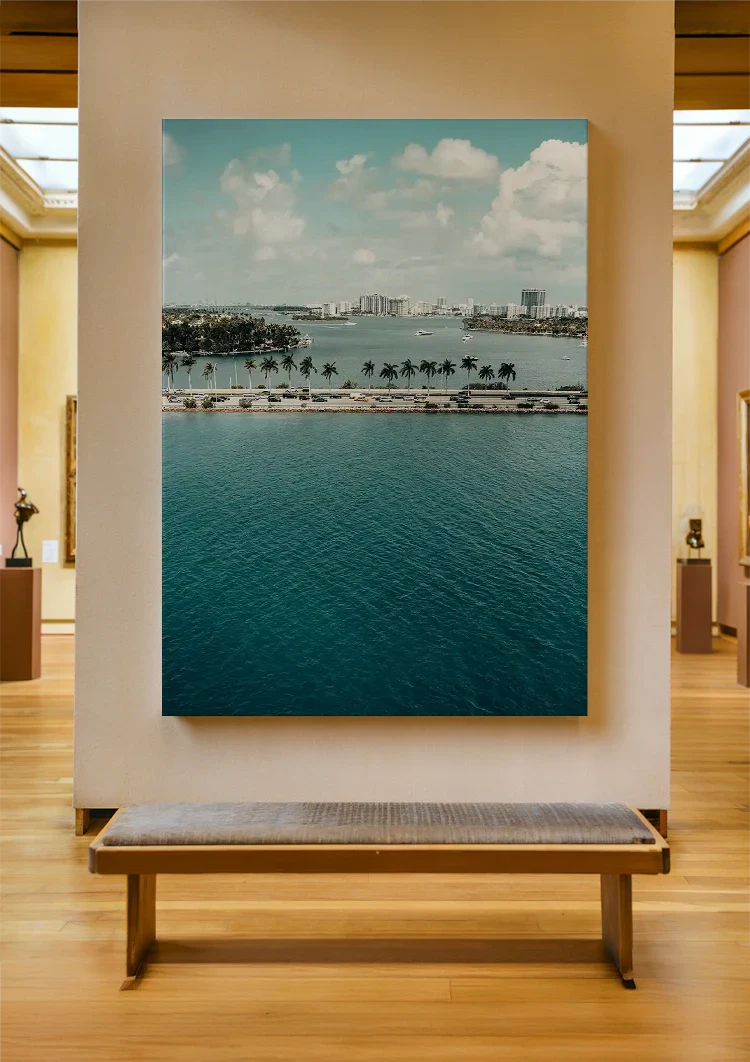 Palm Jumeirah Dubai Luchtfoto Turquoise Water Skyline Schilderij