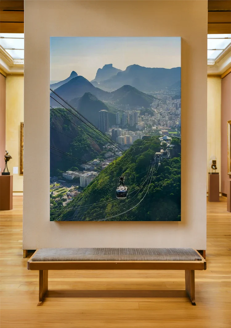 Kabelbaan Rio de Janeiro Groene Heuvels Stad Bergen Luchtperspectief Schilderij