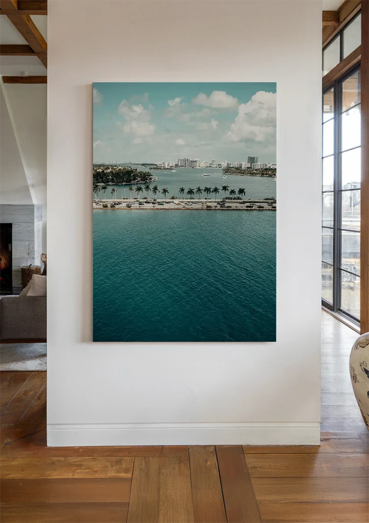 Palm Jumeirah Dubai Luchtfoto Turquoise Water Skyline Schilderij