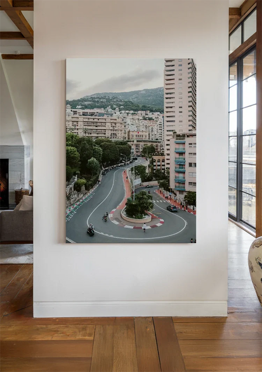 Monaco Grand Prix haarnaaldbocht canvas schilderij boven het bed in de slaapkamer