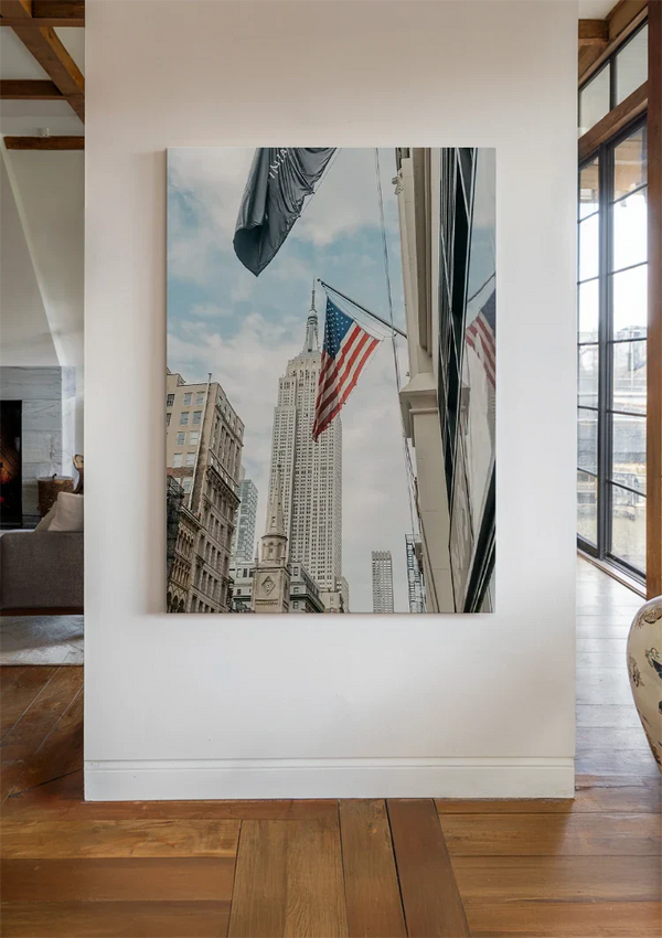 New York City Amerikanische Flagge Wolkenkratzer Stadtbild Gemälde