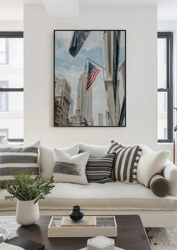 New York City Amerikanische Flagge Wolkenkratzer Stadtbild Gemälde