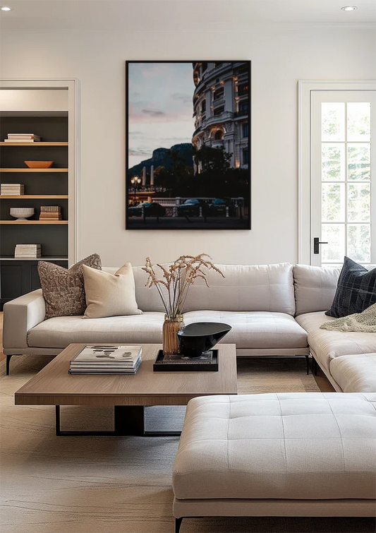 Elegant hotel in Monaco canvas schilderij aan de wand in de hal