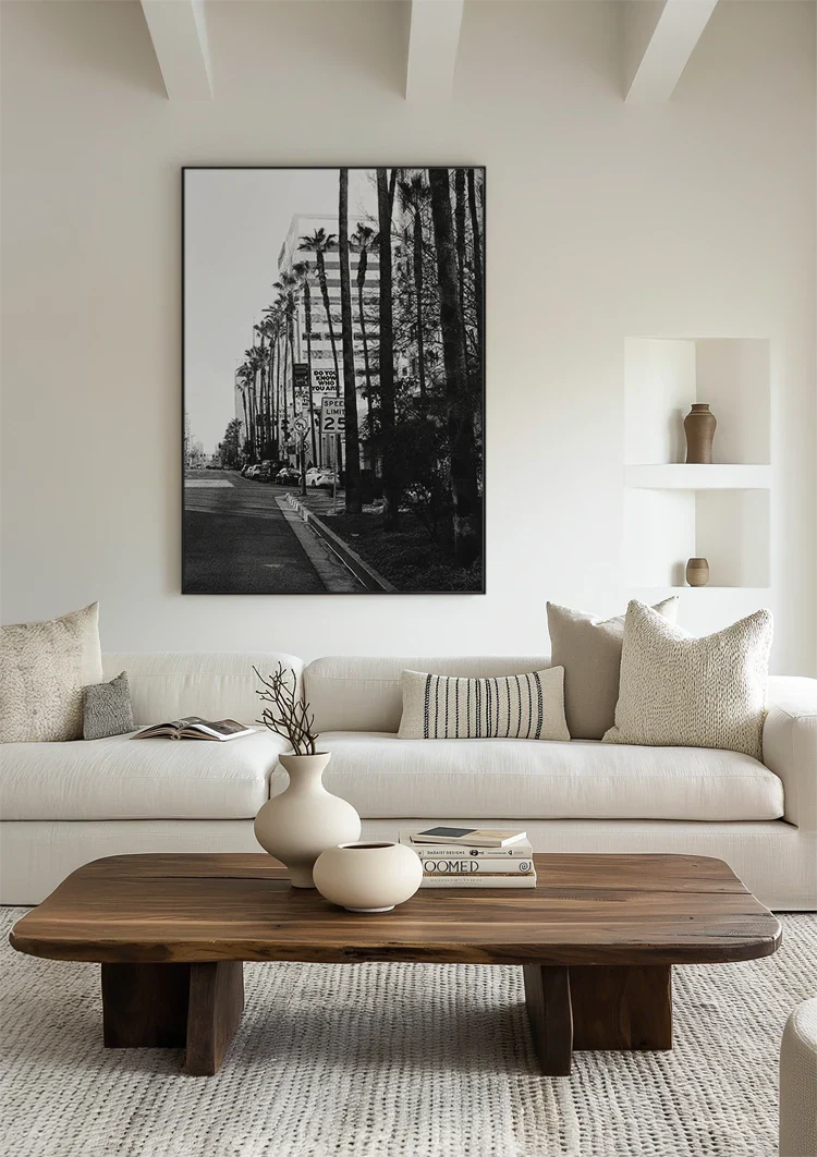 Rodeo Drive Los Angeles Palmen Schwarz-Weiß Boulevard Gemälde