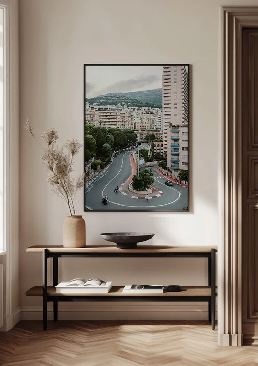 Monaco Grand Prix haarnaaldbocht canvas schilderij aan de wand in de hal