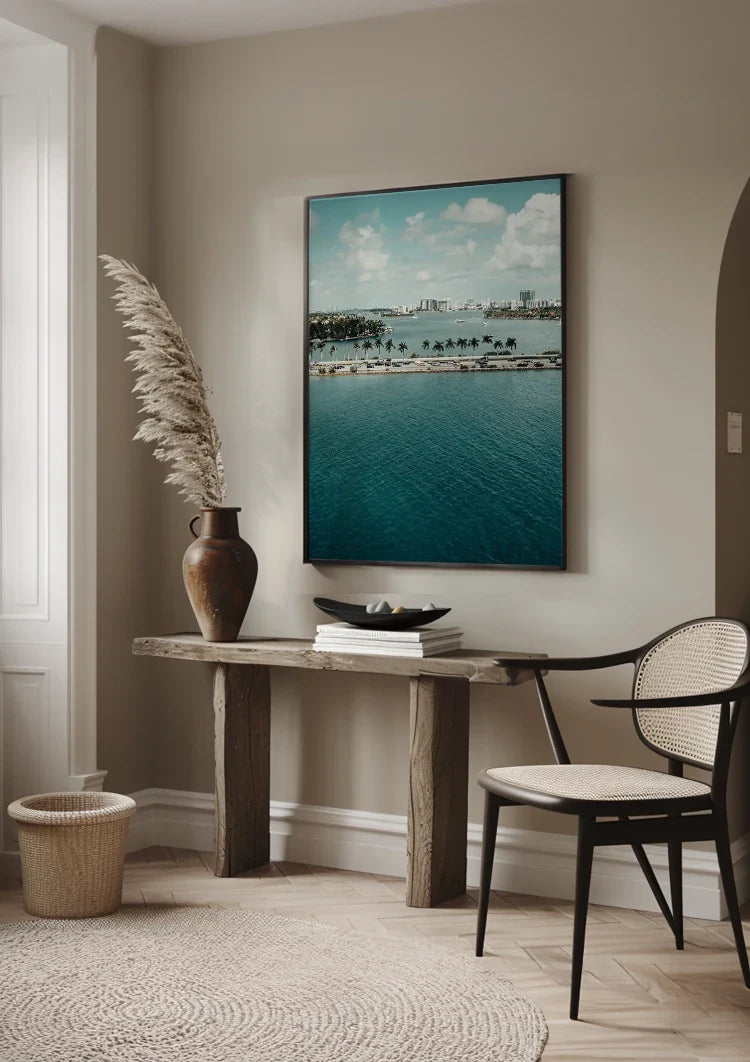 Palm Jumeirah Dubai Luchtfoto Turquoise Water Skyline Schilderij