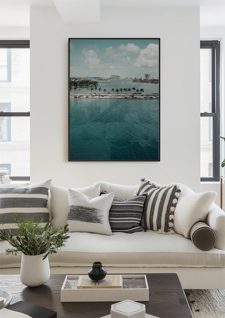 Palm Jumeirah Dubai Luchtfoto Turquoise Water Skyline Schilderij