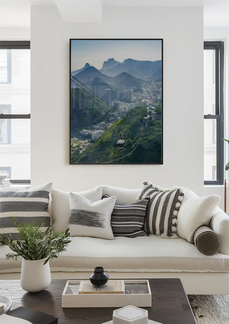 Kabelbaan Rio de Janeiro Groene Heuvels Stad Bergen Luchtperspectief Schilderij