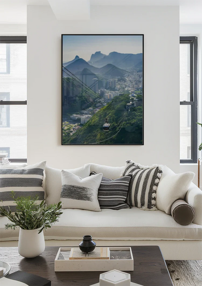 Kabelbaan Rio de Janeiro Groene Heuvels Stad Bergen Luchtperspectief Schilderij