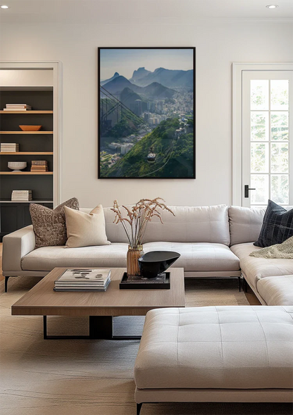 Kabelbaan Rio de Janeiro Groene Heuvels Stad Bergen Luchtperspectief Schilderij