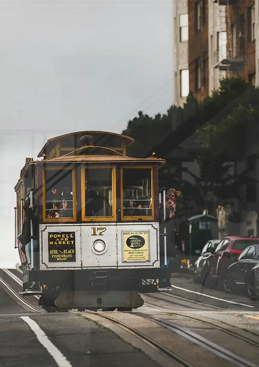 Obraz na płótnie z tramwajem linowym z San Francisco nad łóżkiem w sypialni