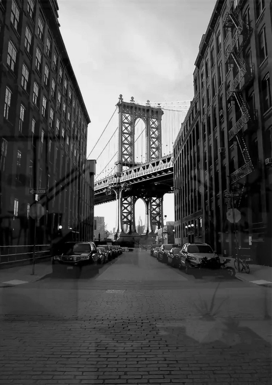 Manhattan Bridge canvas schilderij aan de muur boven het bed in de slaapkamer