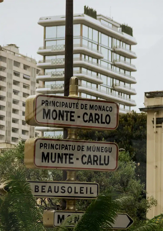 Monte carlo tablice uliczne obraz na płótnie nad łóżkiem w sypialni.