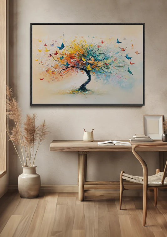 Levensboom canvas schilderij aan de muur in de hal