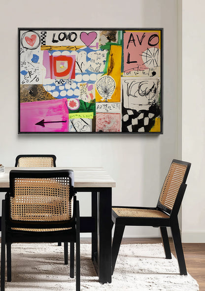 Amor Loco Colorful Collage Drawings Hearts Pop Art Painting