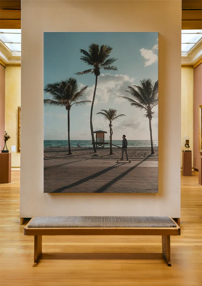 Tropisch Strand met Palmbomen Blauwe Lucht Zomers Landschap Schilderij