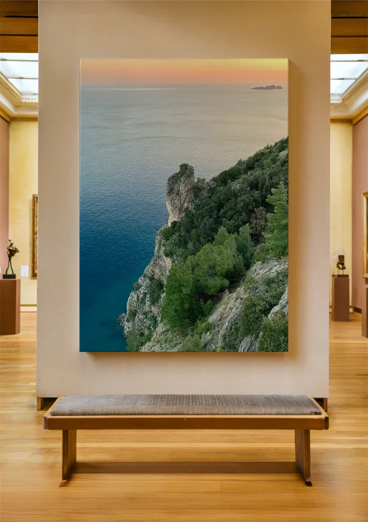 Grüne Klippen Blaues Meer Mediterrane Küstenlandschaft Gemälde
