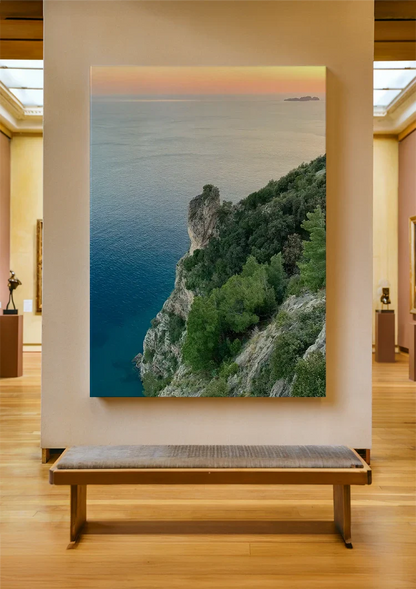 Grüne Klippen Blaues Meer Mediterrane Küstenlandschaft Gemälde
