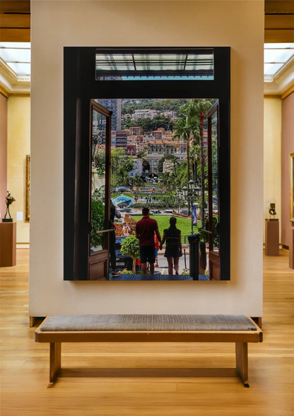 Adjust Colorful Mediterranean City with Palm Trees Painting