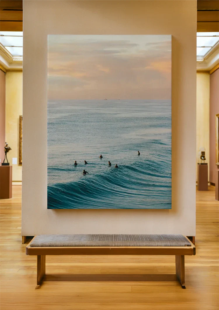 Schwimmer Wilde See Türkise Wellen Pastellhimmel Gemälde