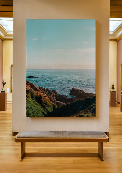 Calm Sea With Clear Blue Sky Minimalist Ocean Painting
