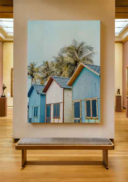 Colorful Houses With Palm Trees Tropical Village Painting