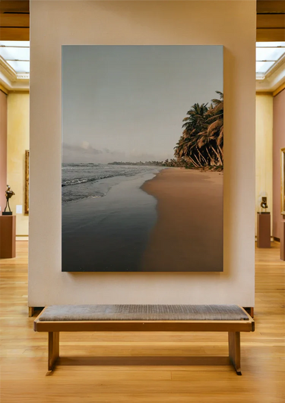 Peaceful Beach Palm Trees Gentle Waves Serene Nature Painting