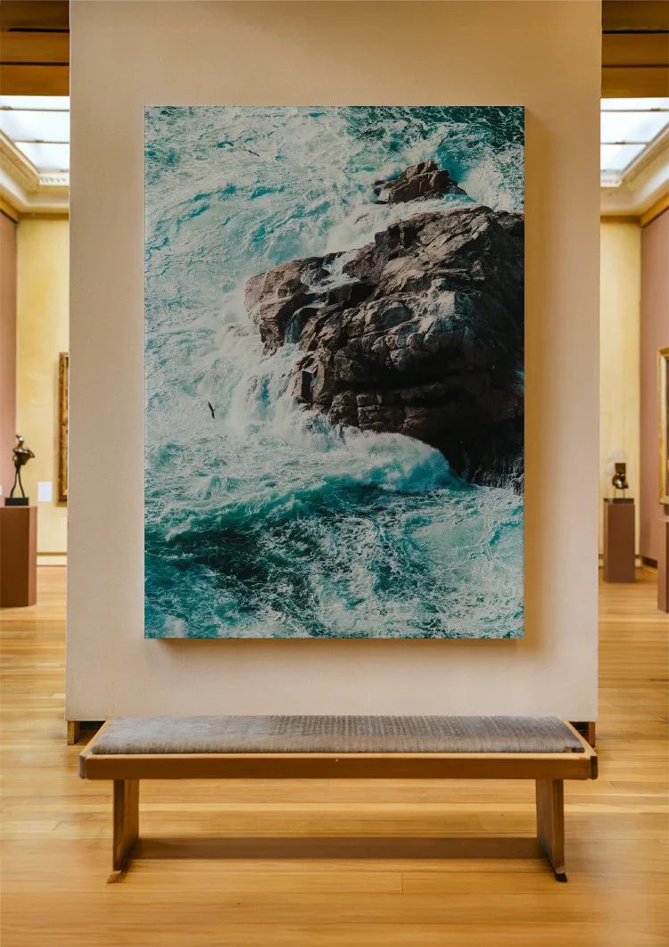 Wilde Turquoise Golven Rotsen Zee Krachtig Zeegezicht Schilderij