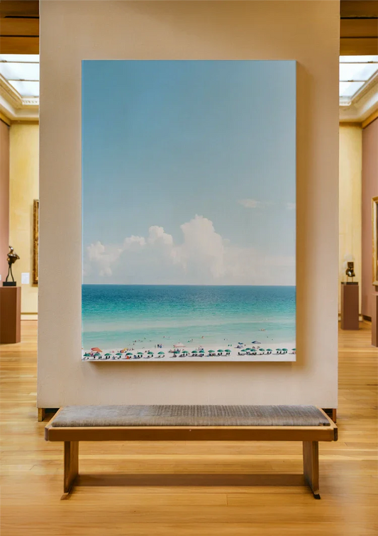 Zonnig strand canvas schilderij aan de muur in de ruime hal