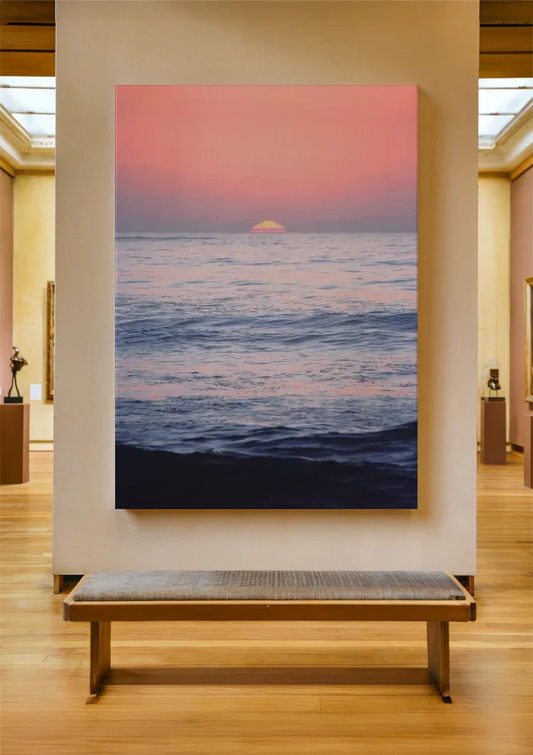 Zonsondergang boven zee canvas schilderij aan de muur in de ruime hal