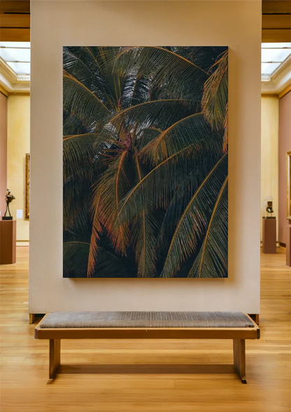 Palmenblatt Nahaufnahme Dunkel Tropisches Gemälde