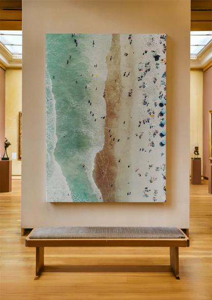 Kunstdruck Strand Draufsicht Mit Schwimmern Und Sonnenschirmen