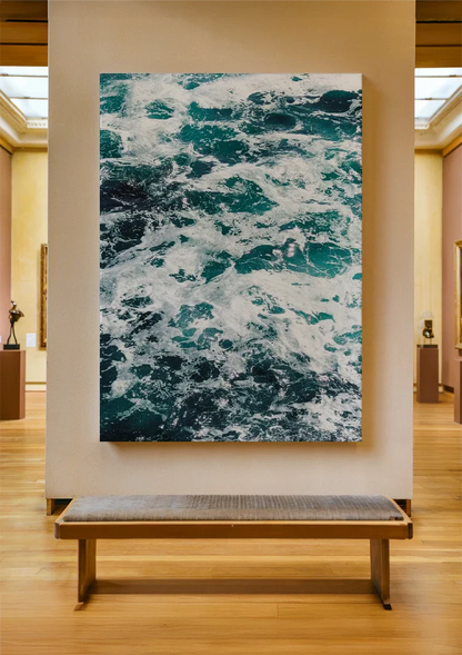 Schuimende Zee Wilde Golven Turquoise Oceaan Zeegezicht Schilderij