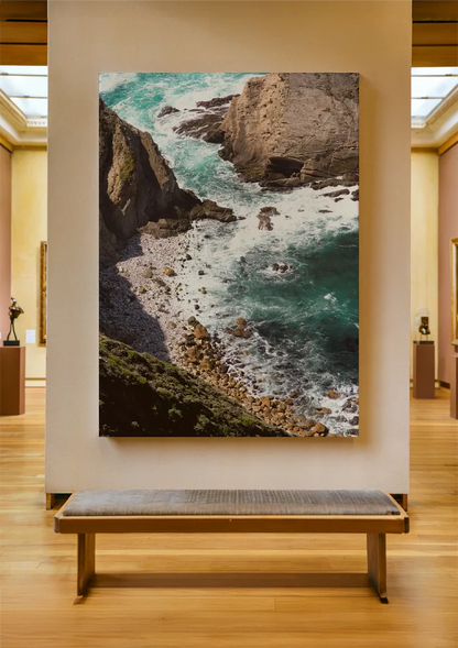 Rocky Coastline Top View With Turquoise Sea And Cliffs Painting